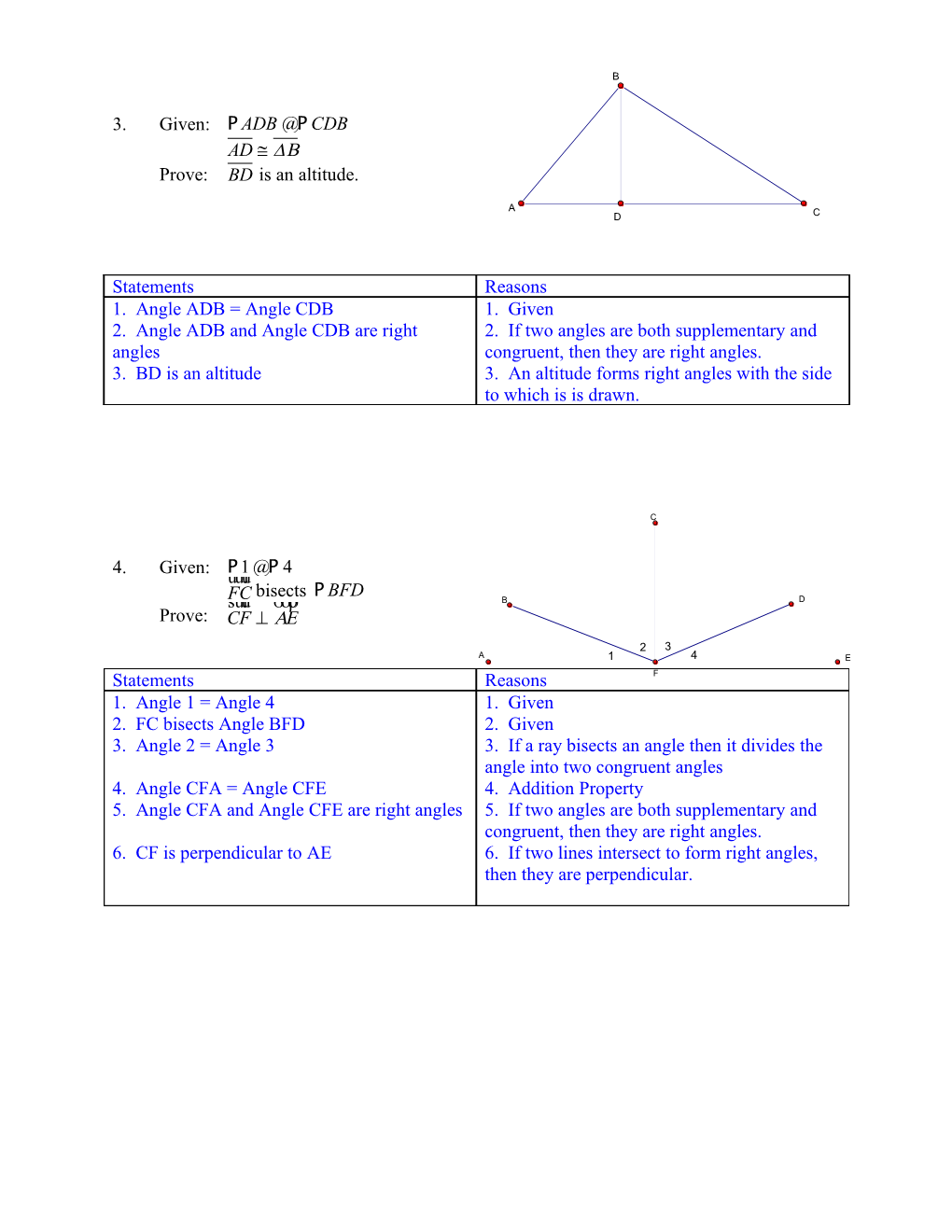 Math 611 Geometry Chapter 4 Review Problems