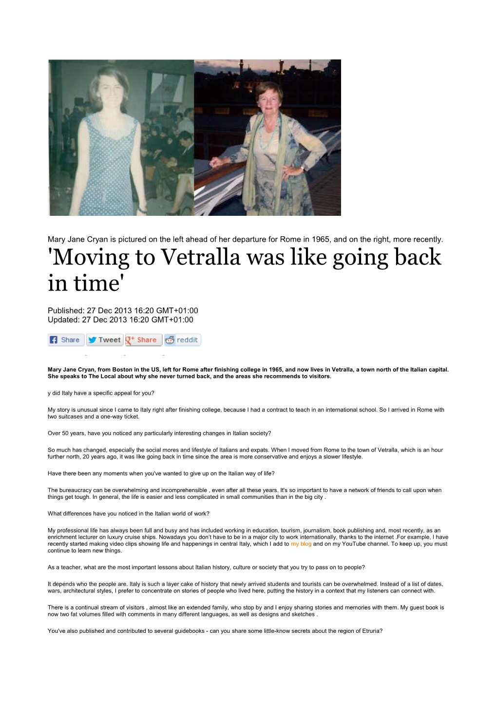 'Moving to Vetralla Was Like Going Back in Time'