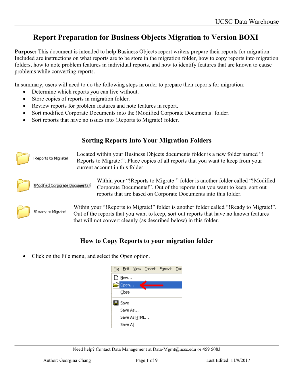 Business Objects Report Migration Checklist