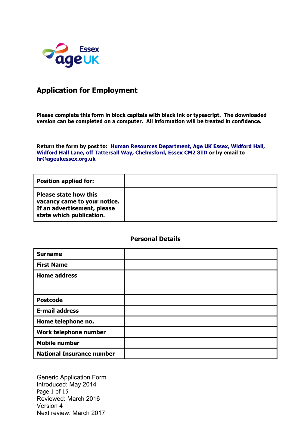 Application for Employment s58