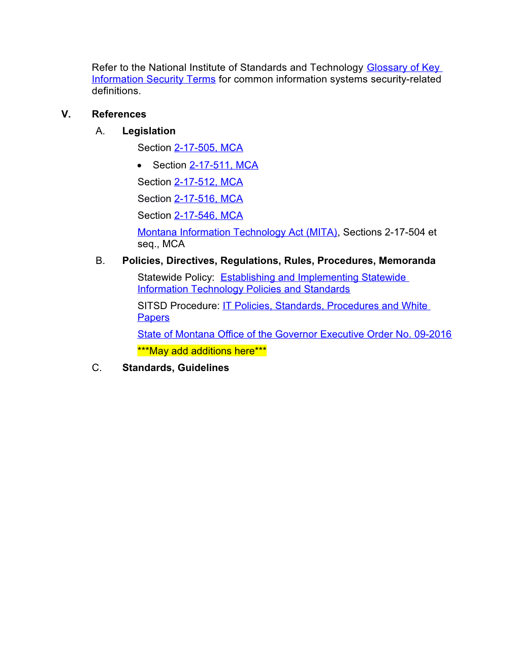 The Montana Information Technology Act (MITA), Sections 2-17-504 Et Seq., MCA, Assigns