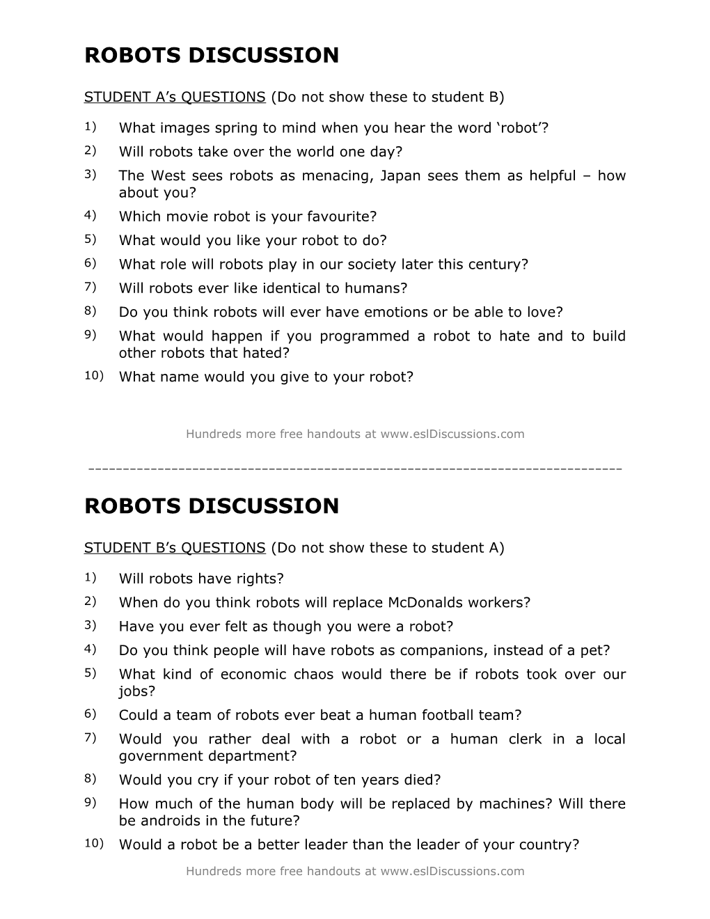 ESL Conversation Lesson on Robots