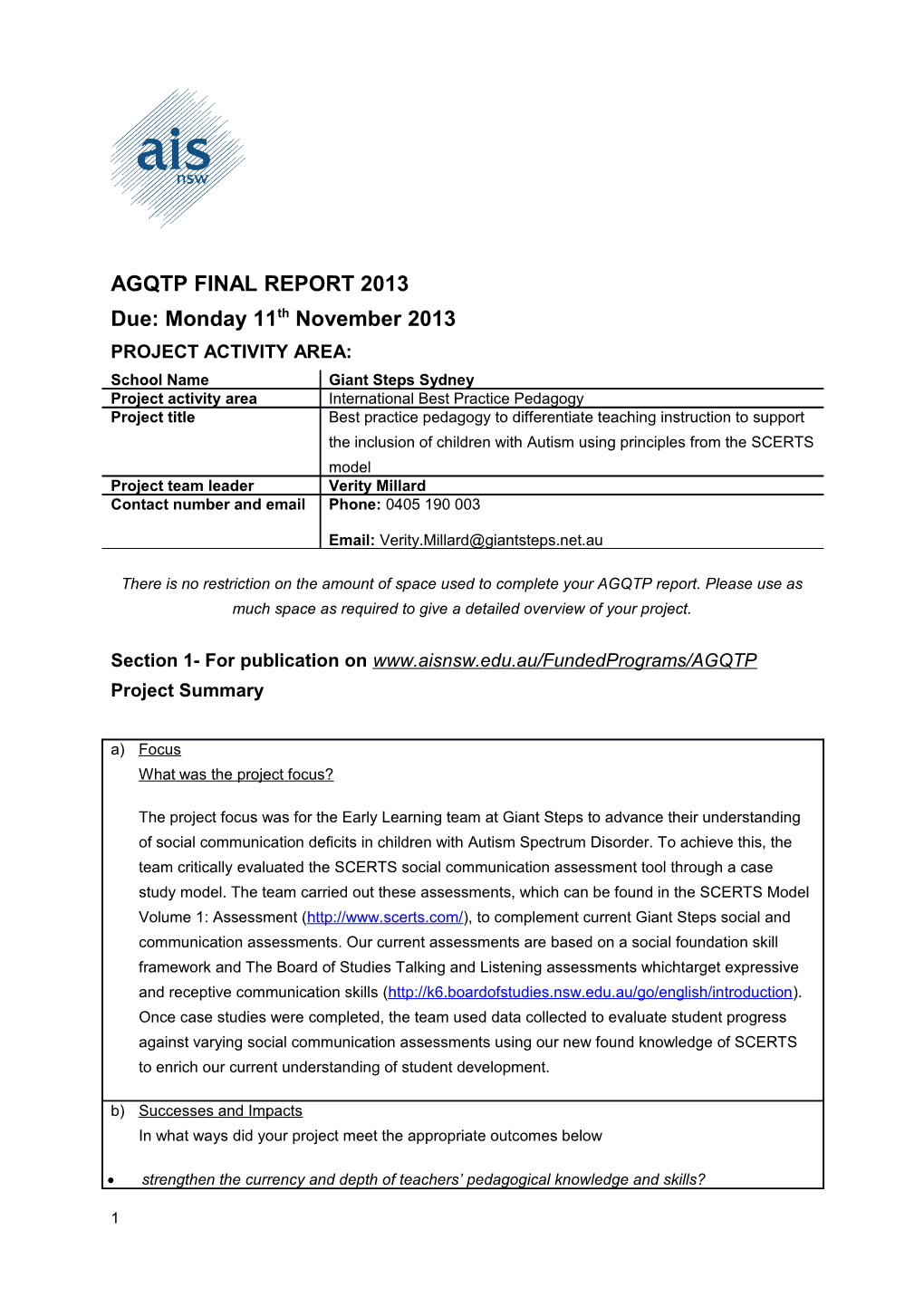 AGQTP Final Report 2012