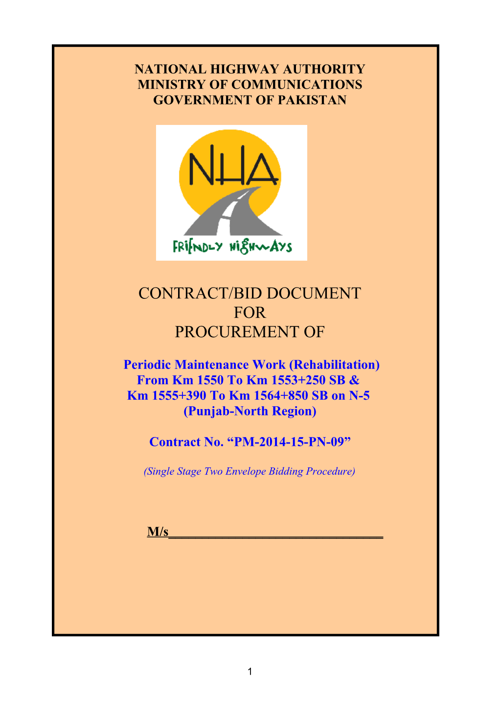 Standard Form of Bidding Documents for Procurement of Civil Works s1