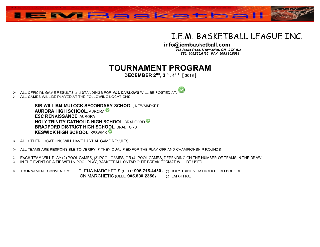 I.E.M. Basketball League Inc s2