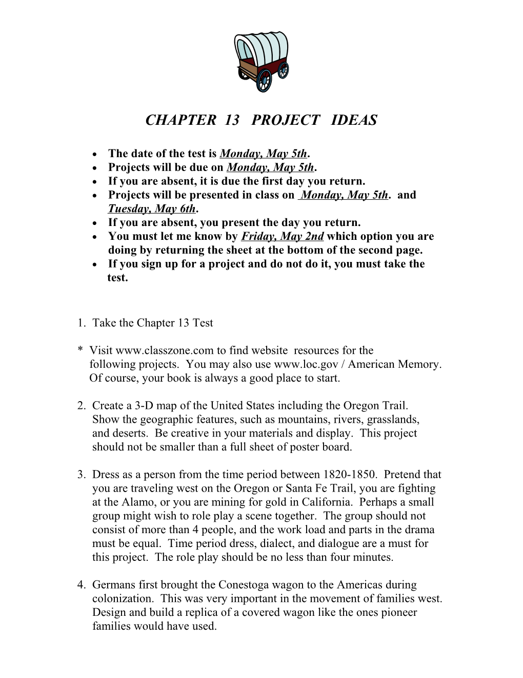 Chapter 13 Project Ideas