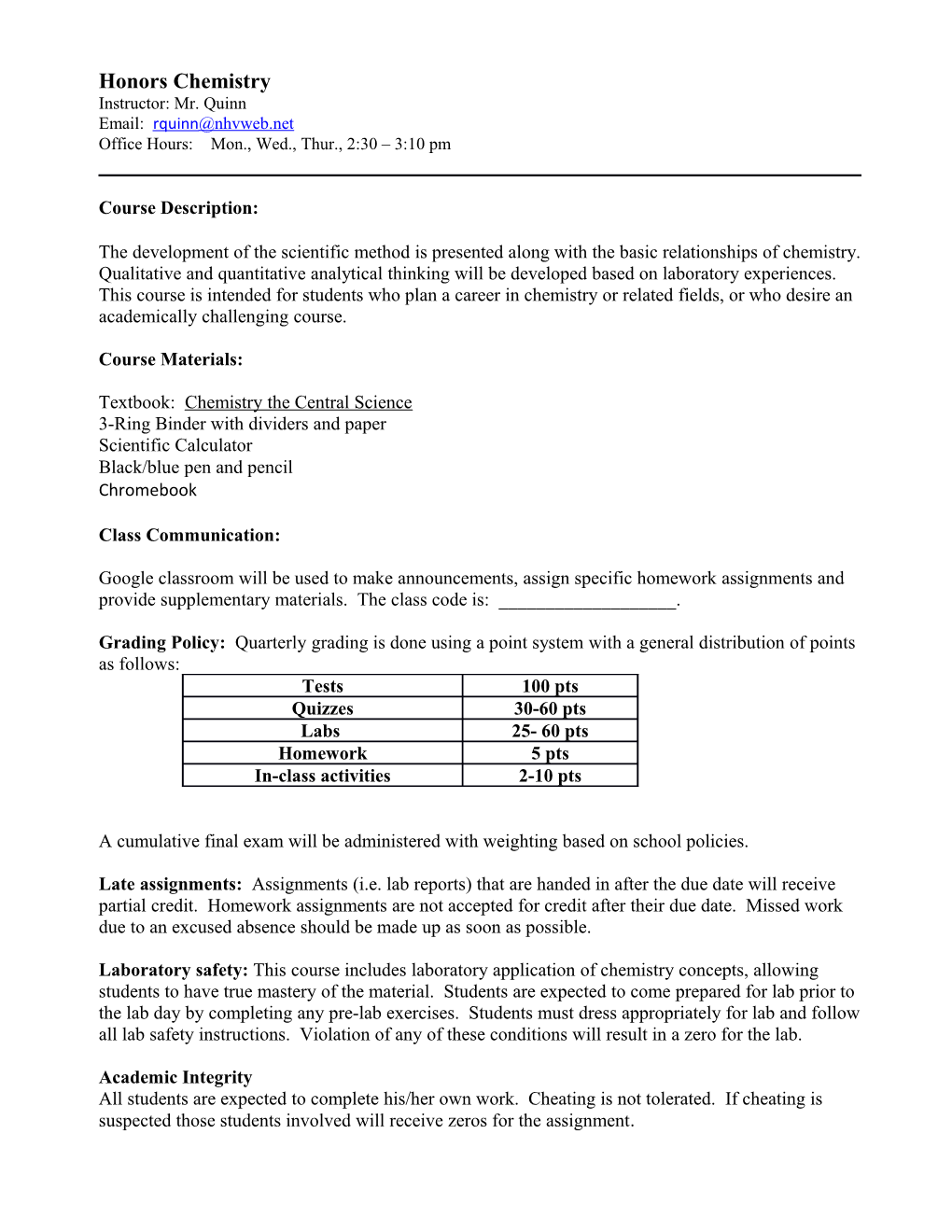 Honors Chemistry s5