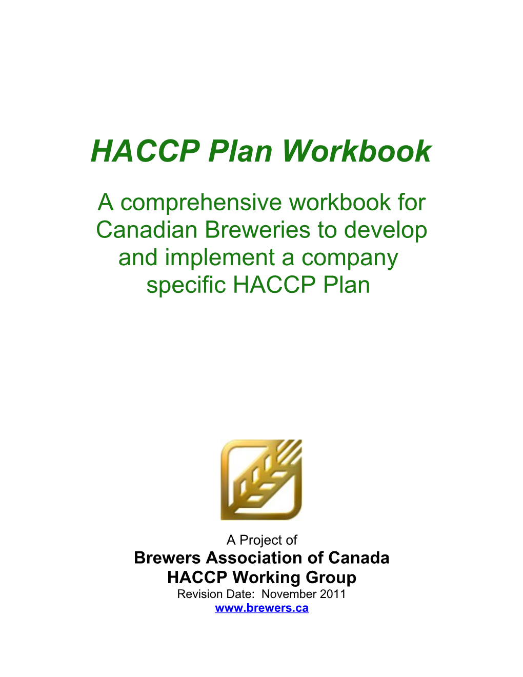 HACCP Plan Workbook