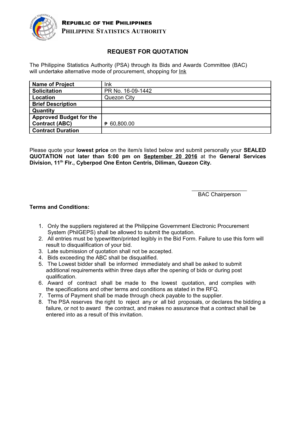 Request for Quotation s45