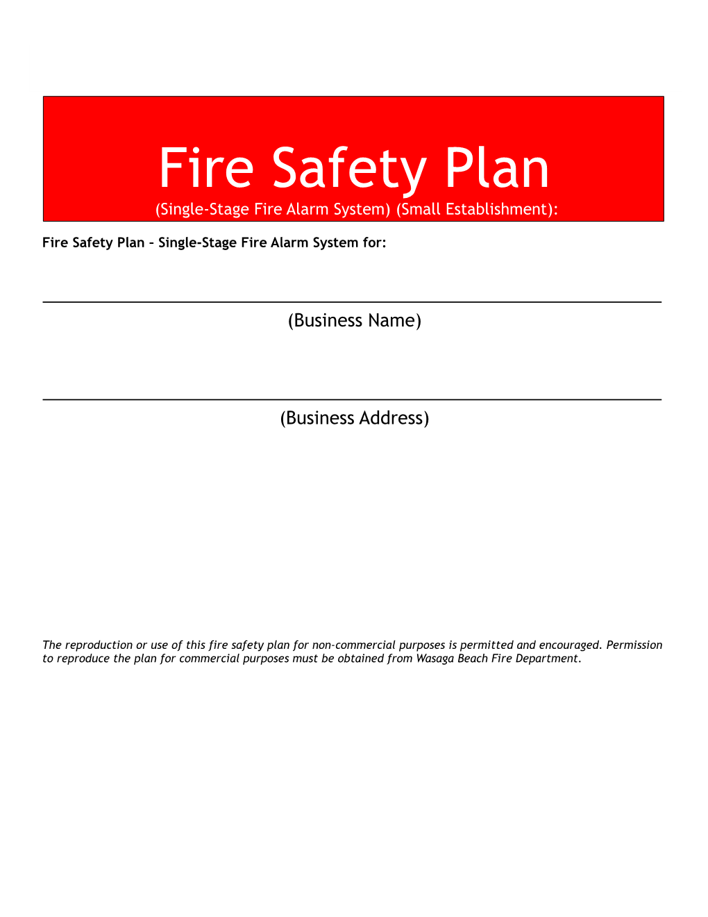 Fire Safety Plan Single-Stage Fire Alarm System For