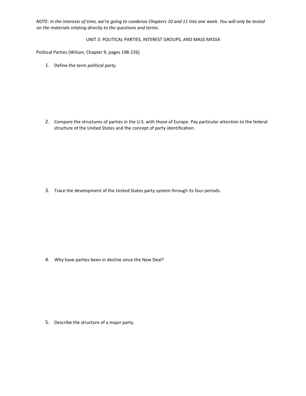 Unit 3: Political Parties, Interest Groups, and Mass Media