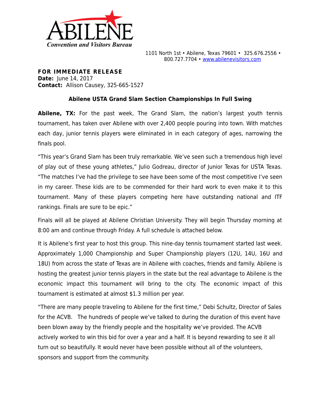 Abilene USTA Grand Slam Section Championships in Full Swing