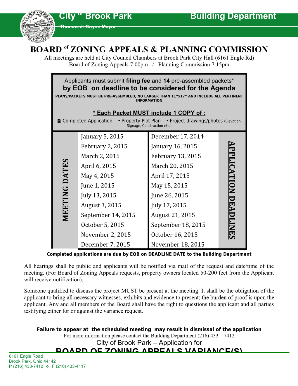 BOARD of ZONING APPEALS & PLANNING COMMISSION