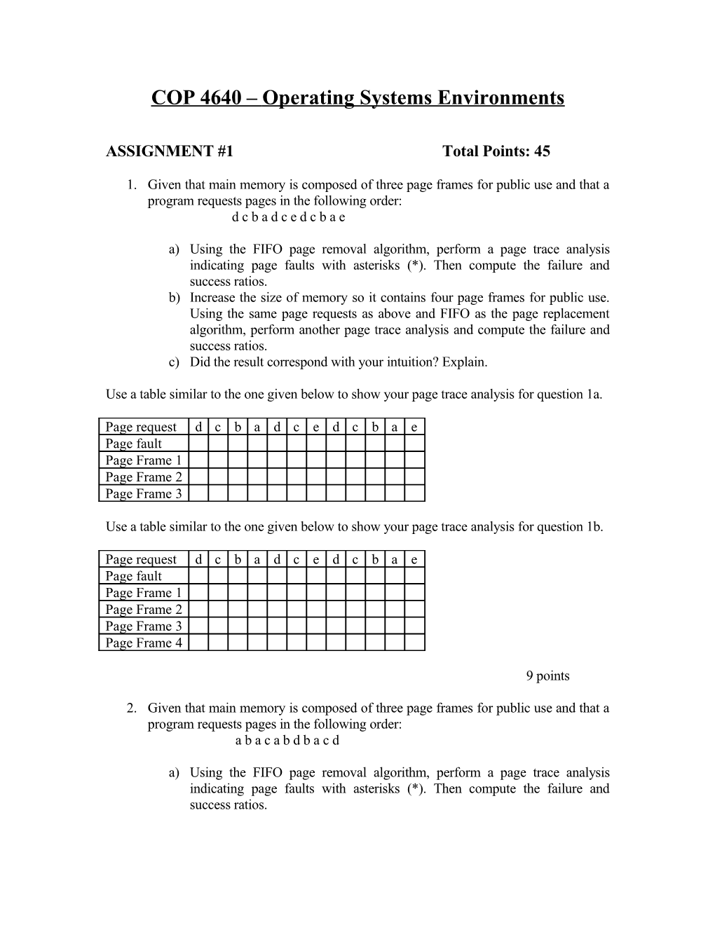 COP 4640 – Operating Systems Environments