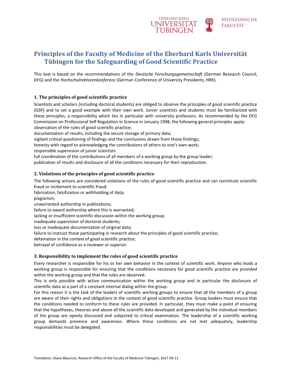 1. the Principles of Good Scientific Practice