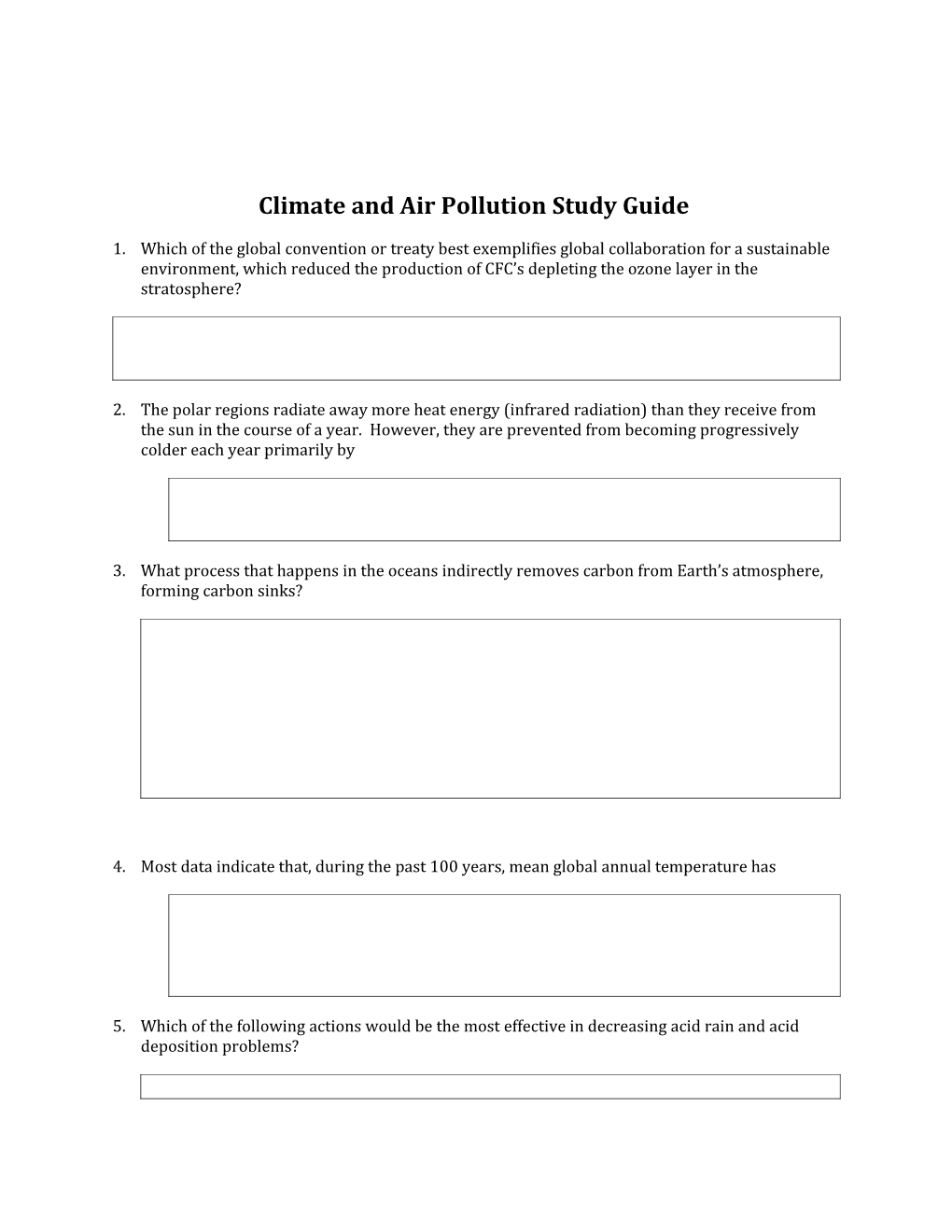 Climate and Air Pollutionstudy Guide