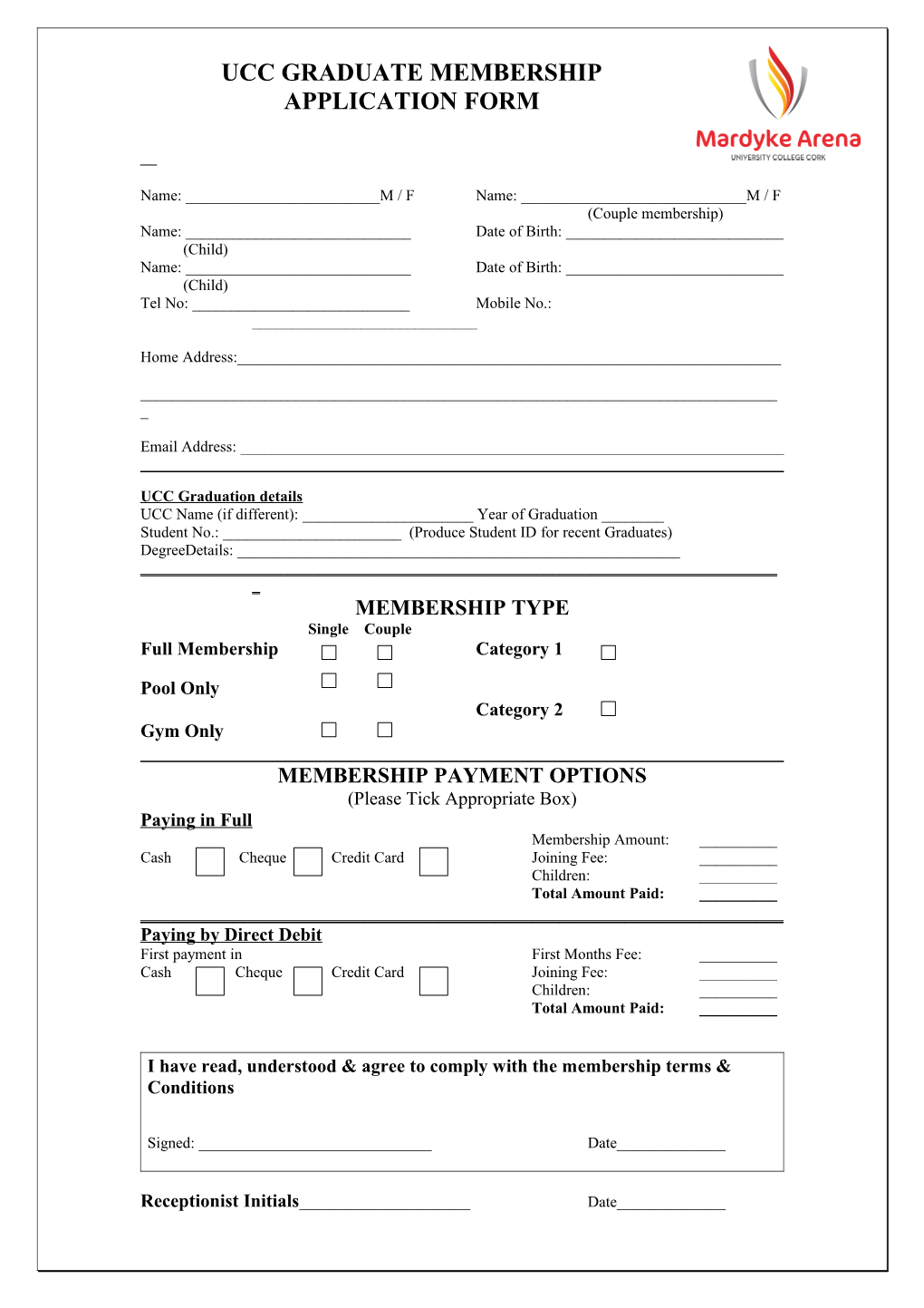 Ucc Graduate Membership Application Form