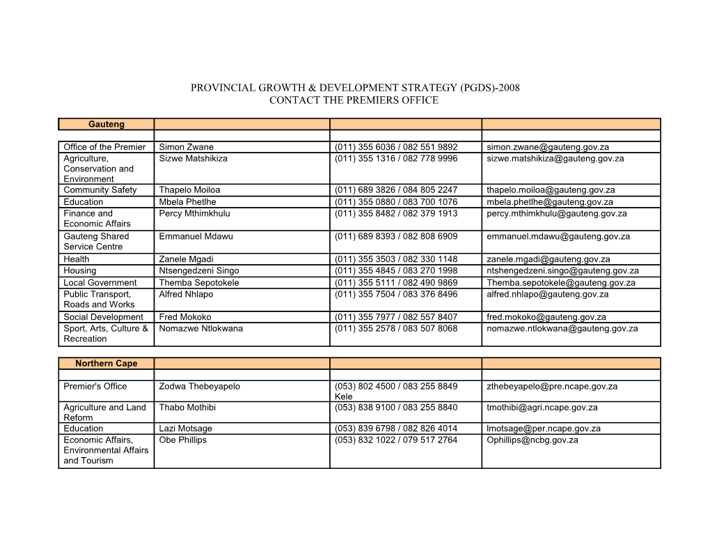 Provincial Growth & Development Strategy (Pgds)