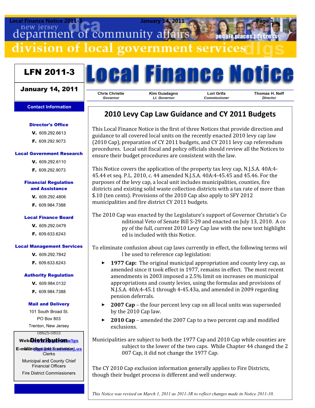Local Finance Notice 2011-1 January 5, 2011 Page 3