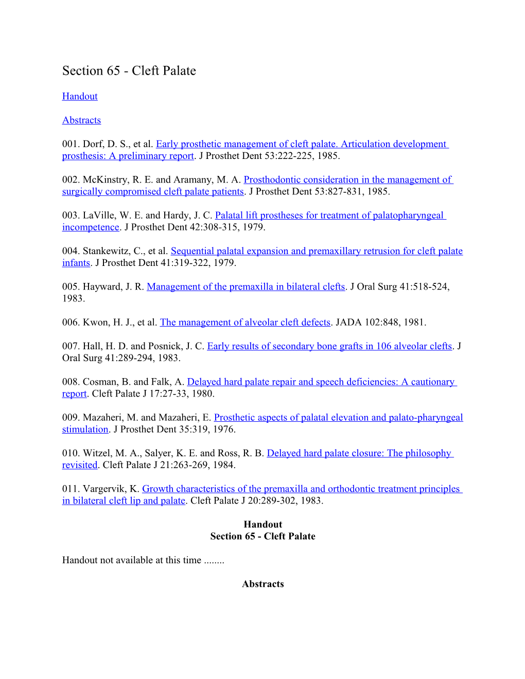 Section 65 - Cleft Palate