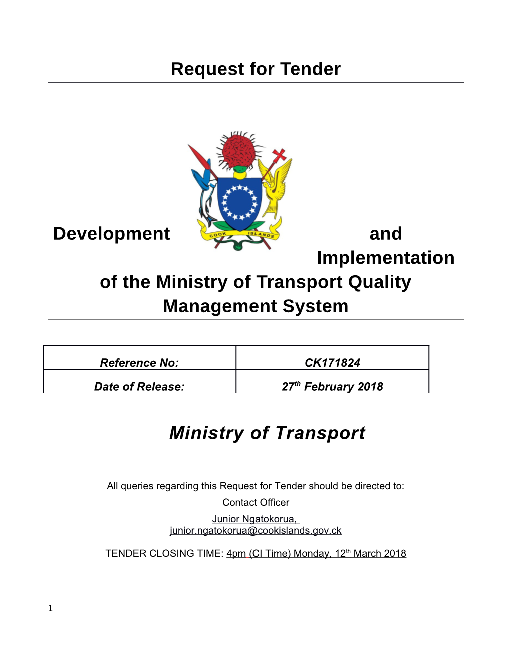 Development and Implementation of Theministry of Transport Quality Management System