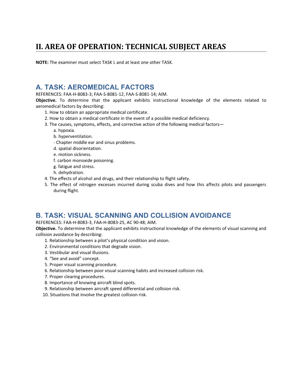 Ii. Area of Operation: Technical Subject Areas