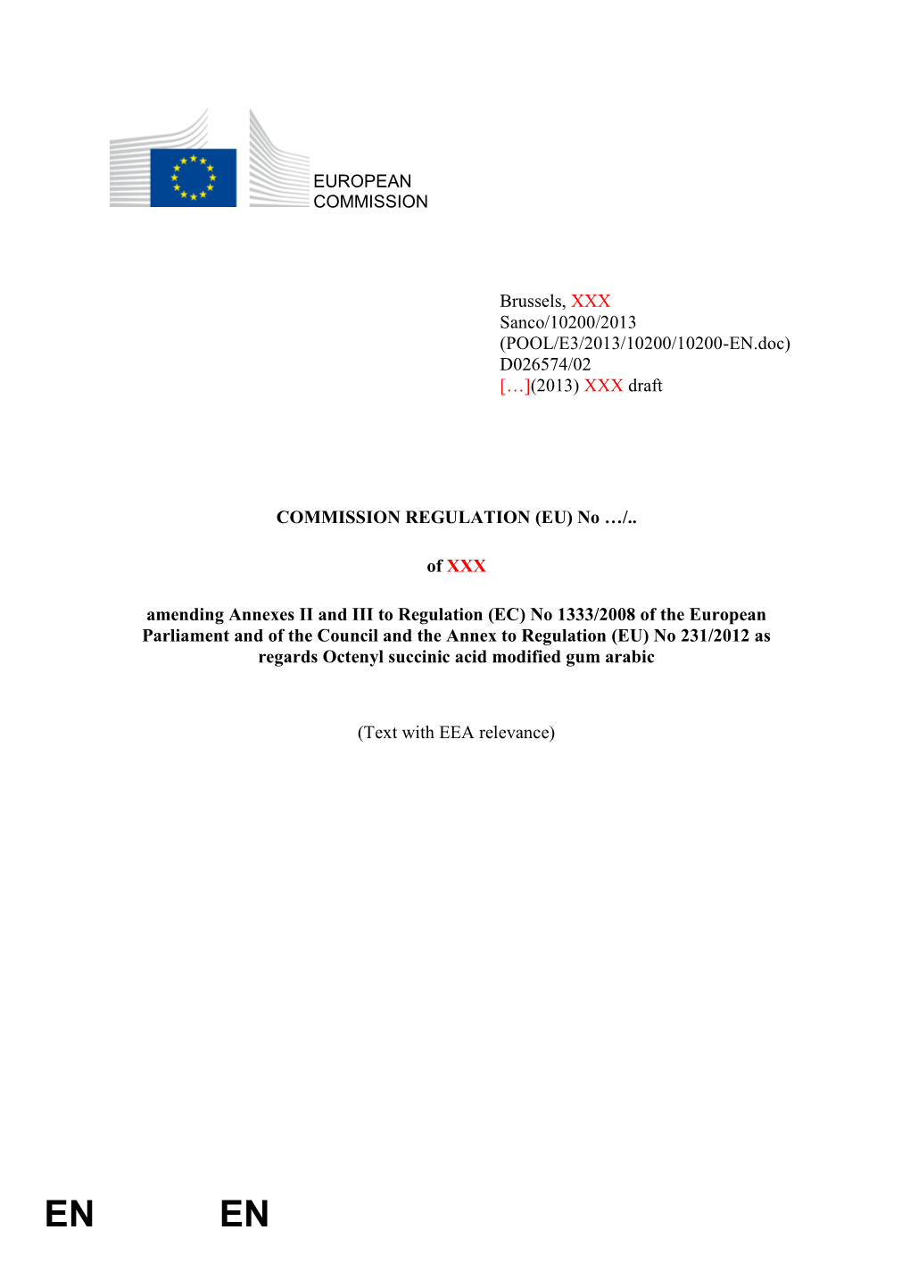 COMMISSION REGULATION (EU) No