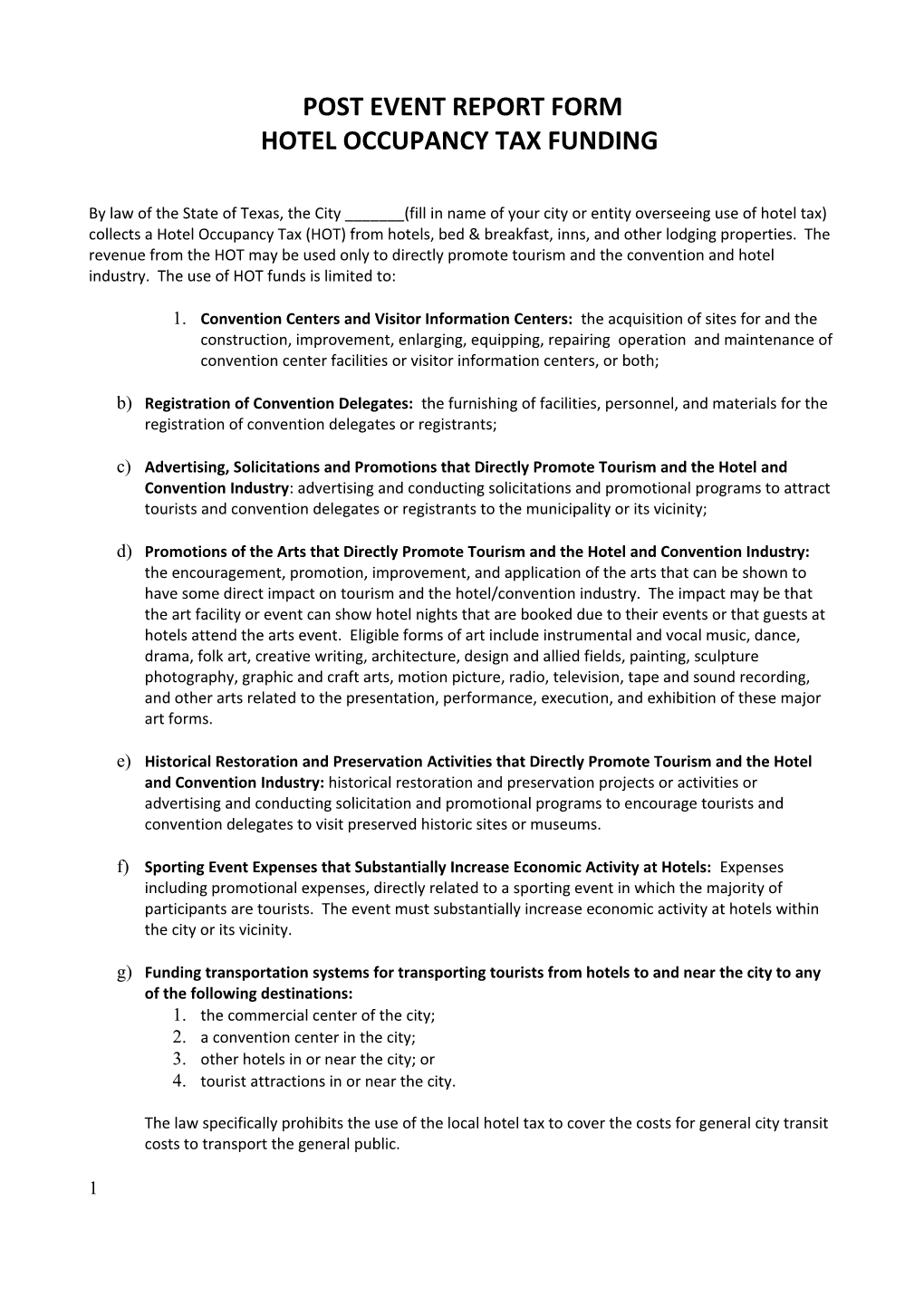 Hotel Occupancy Tax