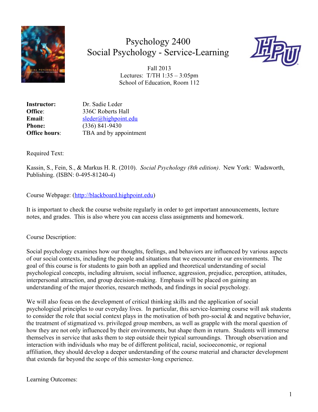 Social Psychology - Service-Learning