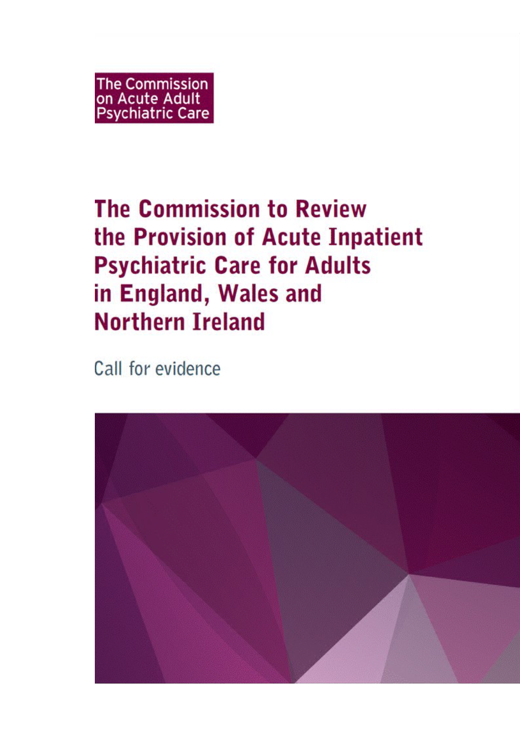 The Commission to Review the Provision of Inpatient Psychiatric Care for Adults in England