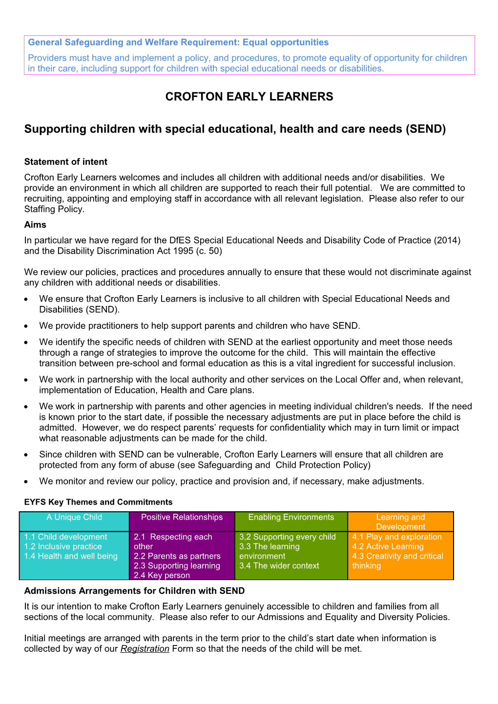 Supporting Children with Special Educational, Health and Care Needs(SEND)