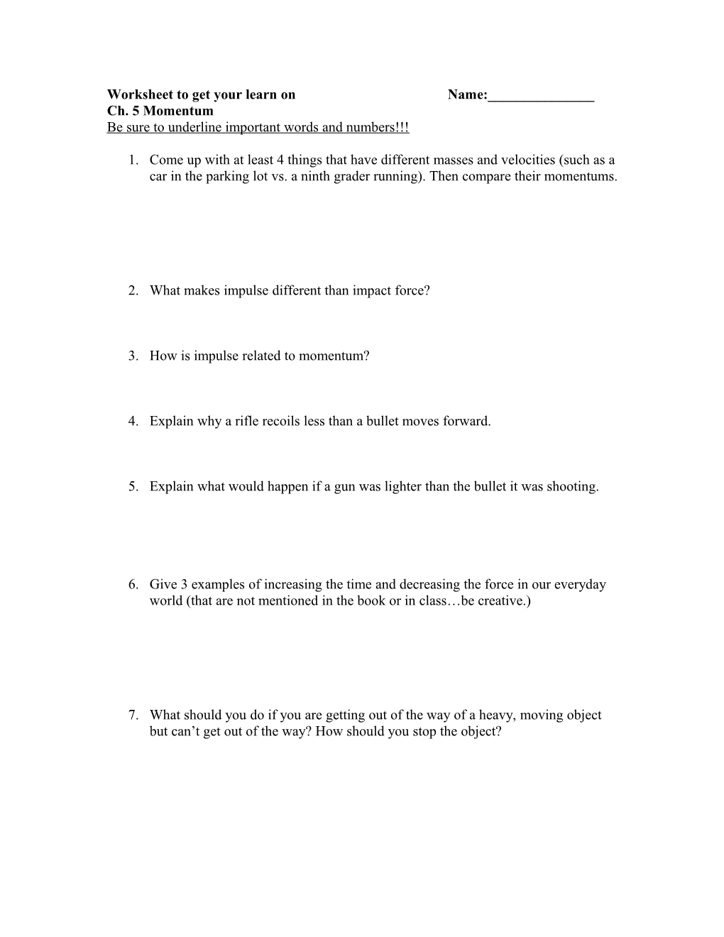 Worksheet to Get Your Learn On