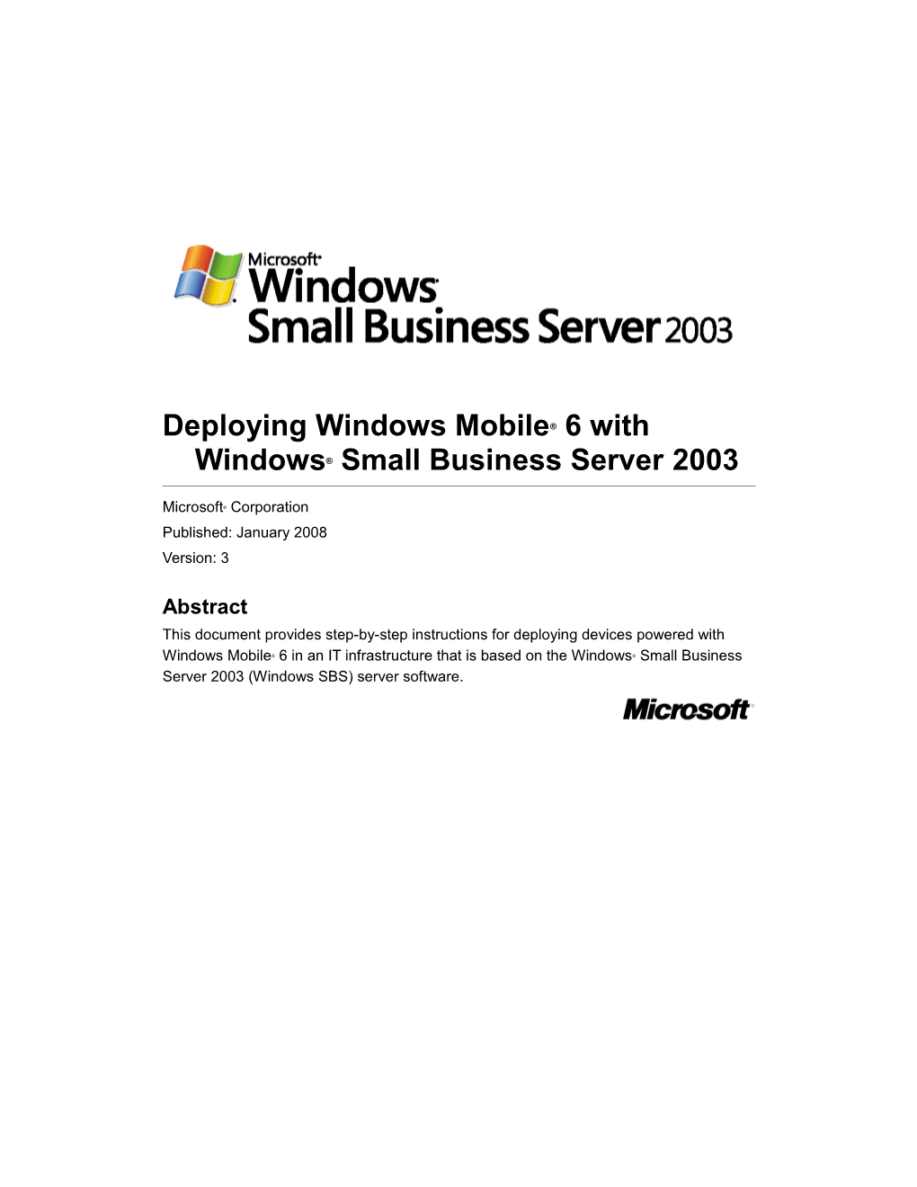 Deploying Windows Mobile 6 with Windows Small Business Server 2003