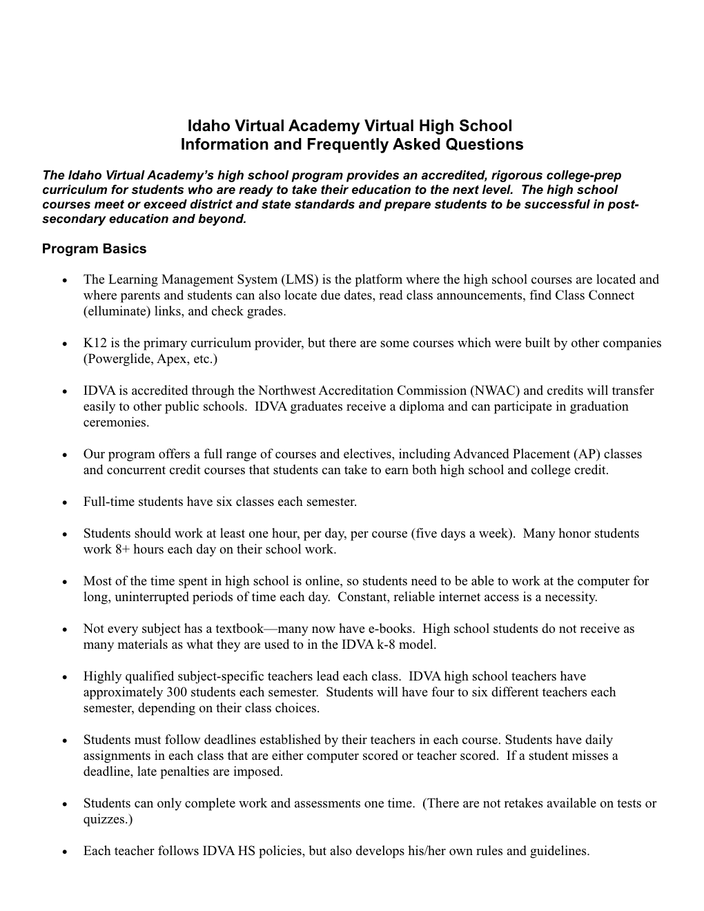 Idaho Virtual Academy Virtual High School