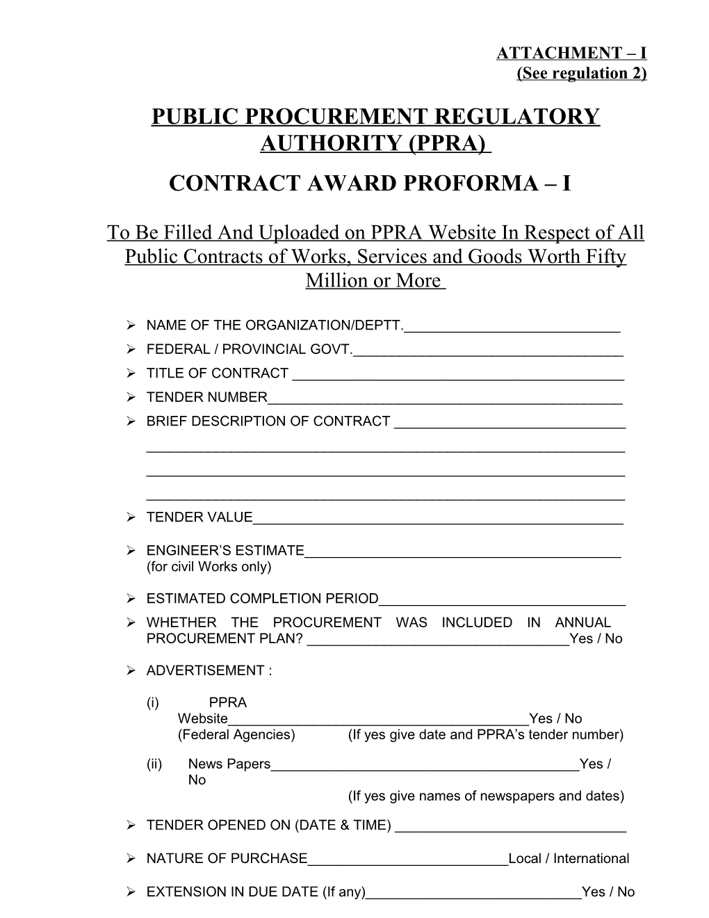 Public Procurement Regulatory Authority (Ppra)