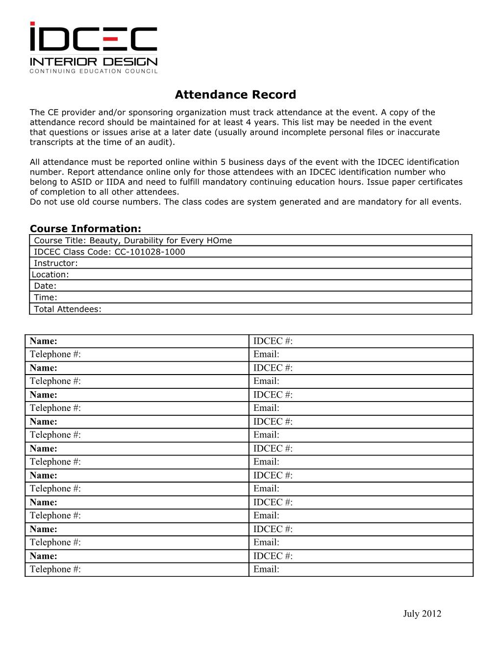 Attendance Record