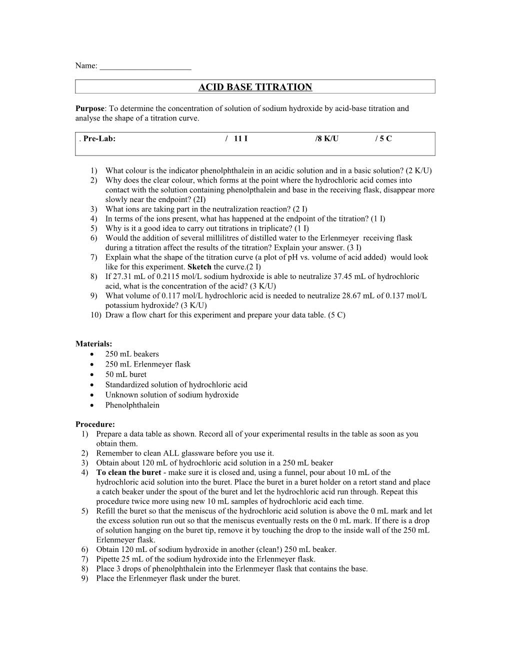 Acid Base Titration s1