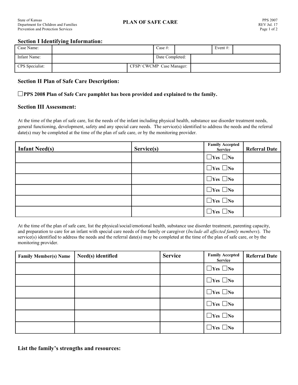 PPS2006 Plan of Safe Care