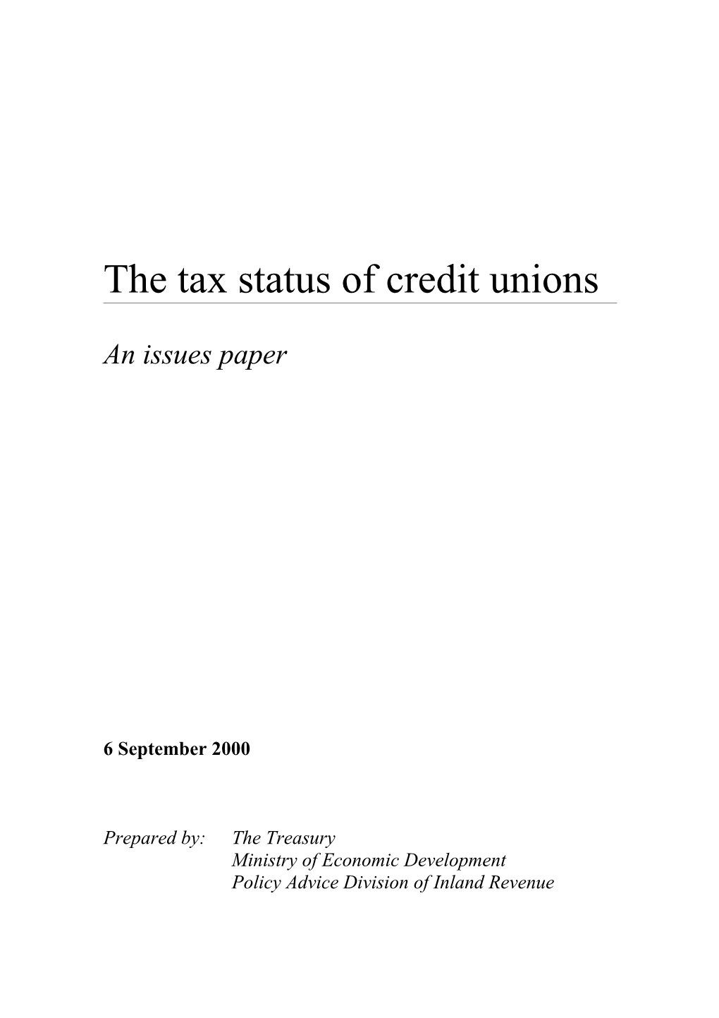 The Tax Status of Credit Unions