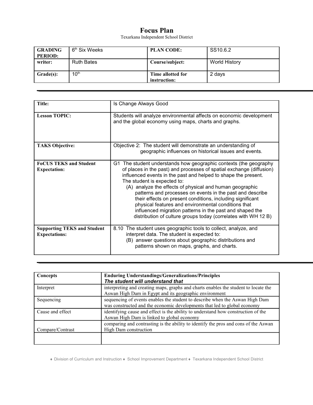 TEKS Lesson Plan/Unit Plan s8