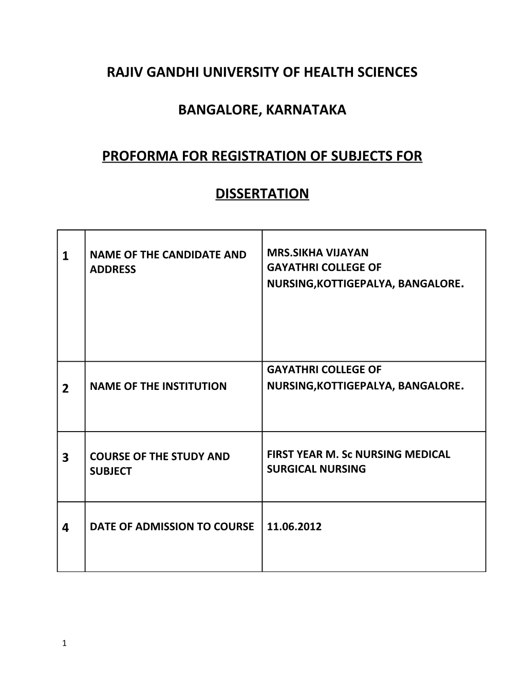 Rajiv Gandhi University of Health Sciences Bangalore, Karnataka s32