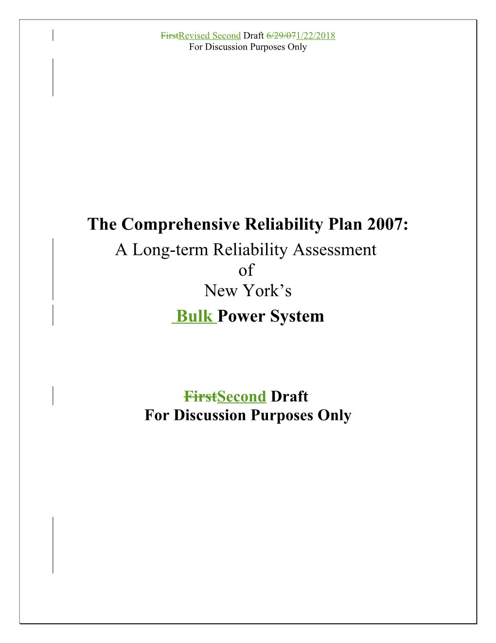 2007 Comprehensive Reliability Plan - Redlined