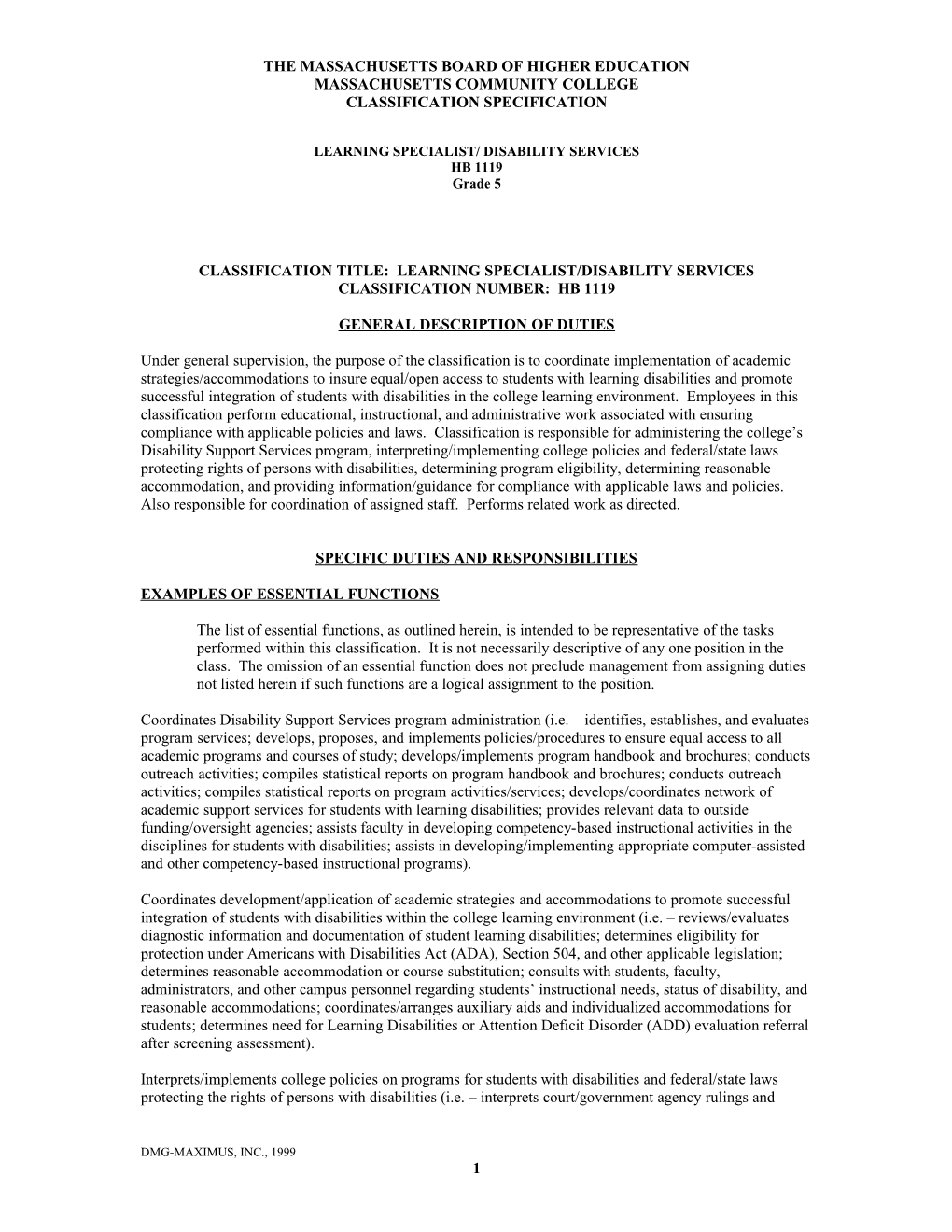 Classification Title: Academic Coordinator s4