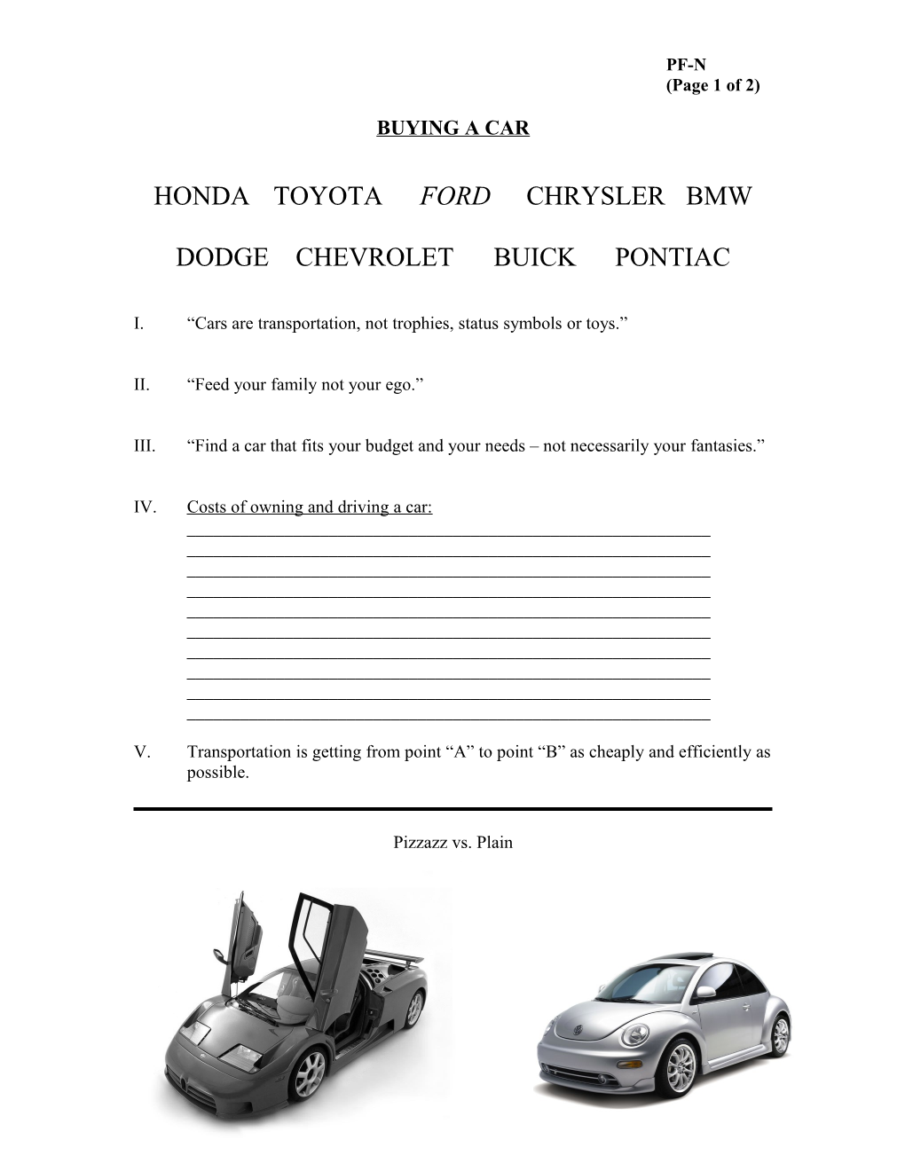 Honda Toyota Ford Chrysler Bmw