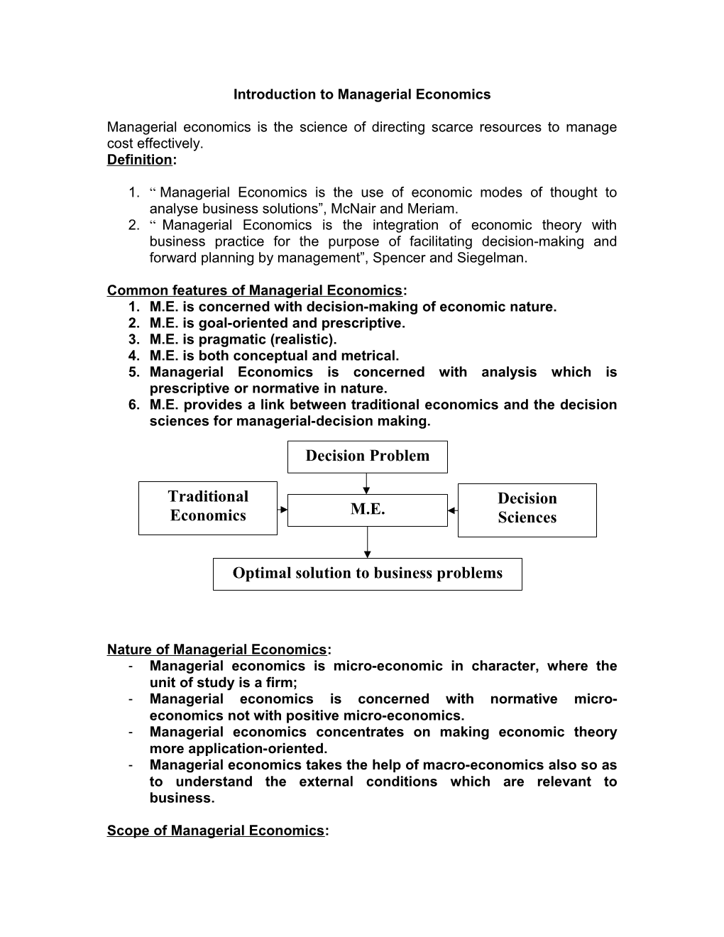 Introduction to Managerial Economics