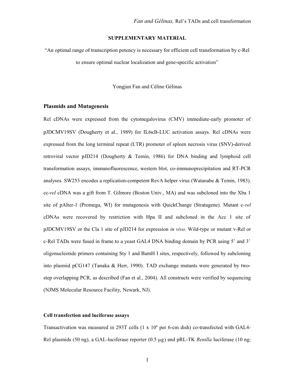 Fan and Gélinas, Rel S Tads and Cell Transformation