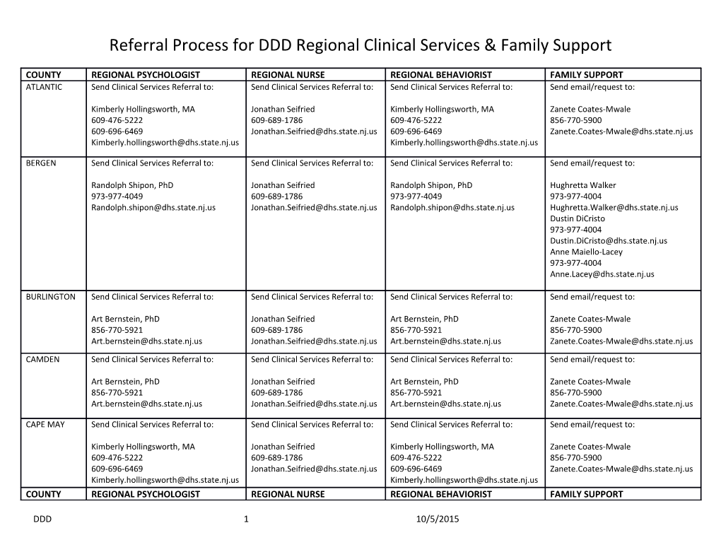 Referral Process for DDD Regional Clinical Services & Family Support