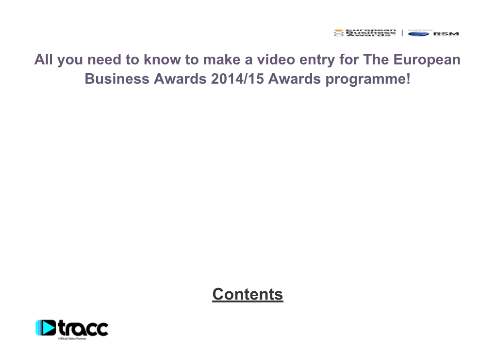 All You Need to Know to Make a Video Entry for the European Business Awards 2014/15 Awards