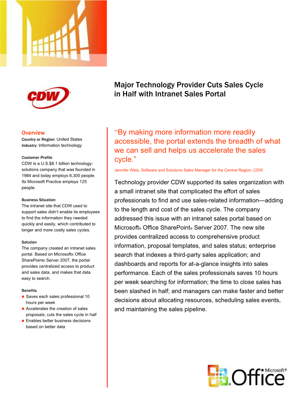 Major Technology Provider Cuts Sales Cycle in Half with Intranet Sales Portal