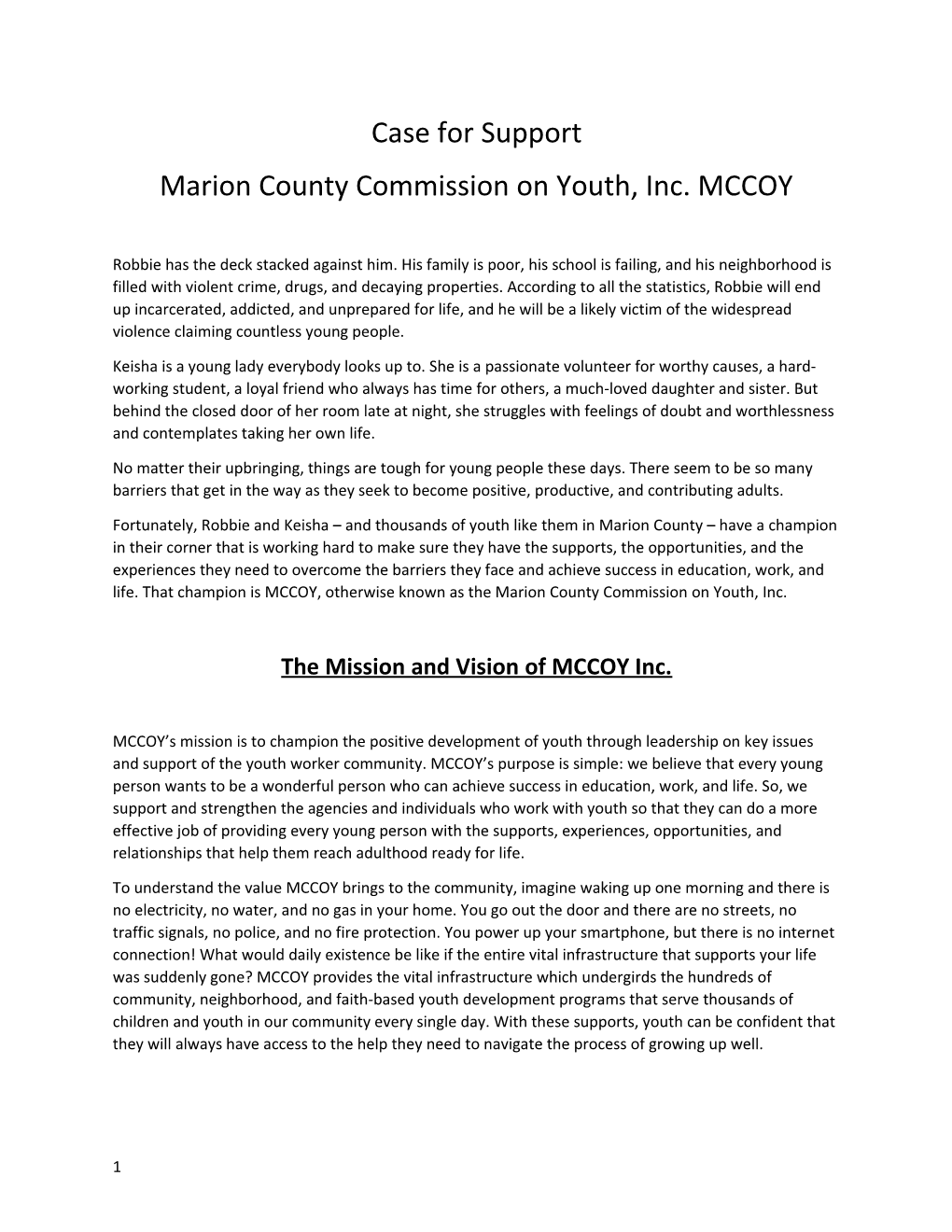 Marion County Commission on Youth, Inc.MCCOY
